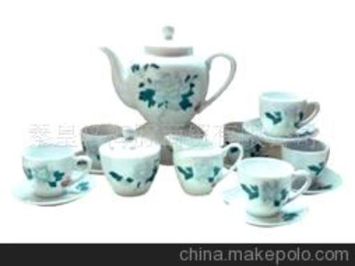 工艺品红官窑瓷器 白牡丹15头莲子茶具图片